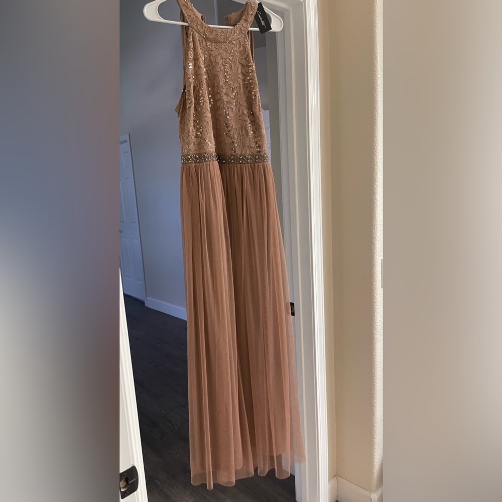 Nude color dress sequence beautiful long size M
